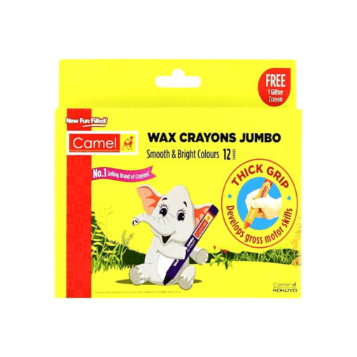 Camel Jumbo Wax Crayons 12 Colour Shades